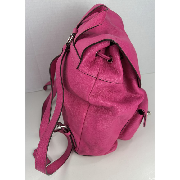 Coach Billie Pebbled Leather Backpack Purse Hot Pink Bag Turnlock Pockets - Picture 13 of 16